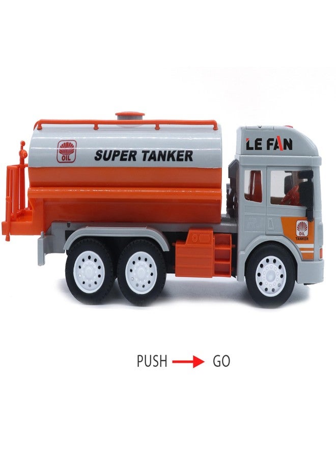 Lefan Super Oil Tanker Truck Toy Pull Back Tanker Truck Toy with Light and Sound Unbreakable Super Tanker Truck Friction Powered Vehicle Toys for Kids Ideal Gift for Kids-Multicolor - Image 2